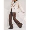 imageCHARTOU Women Double Breasted Crop Wool Pea Coat Jacket Winter Oversized Lapel Collar Trench CoatBeige