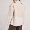 imageCHARTOU Women Double Breasted Crop Wool Pea Coat Jacket Winter Oversized Lapel Collar Trench CoatBeige