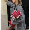 imageCHARTOU Women Double Breasted Short Pea Coat Fall Winter Notch Lapel Midi Jacket Warm OvercoatGrey