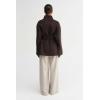imageCHARTOU Women Elegant Open Front Wool Pea Coat Jacket Lapel Collar Thicken Warm Overcoat with BeltBrown