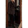 imageCHARTOU Women Houndstooth Wool Trench Pea Coat Winter Notch Lapel Long Sleeve Jacket Midi OvercoatBrown