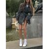 imageCHARTOU Women Houndstooth Wool Trench Pea Coat Winter Notch Lapel Long Sleeve Jacket Midi OvercoatGrey