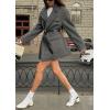 imageCHARTOU Women Houndstooth Wool Trench Pea Coat Winter Notch Lapel Long Sleeve Jacket Midi OvercoatGrey