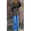 imageCHARTOU Women Houndstooth Wool Trench Pea Coat Winter Notch Lapel Long Sleeve Jacket Midi OvercoatKhaki