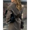 imageCHARTOU Women Houndstooth Wool Trench Pea Coat Winter Notch Lapel Long Sleeve Jacket Midi OvercoatKhaki