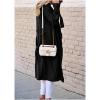 imageCHARTOU Women Long Trench Coat Lapel Collar Belted Tie Jackets Open Front Cardigan Long Sleeve Casual Overcoat With PocketsBlack