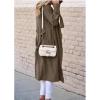 imageCHARTOU Women Long Trench Coat Lapel Collar Belted Tie Jackets Open Front Cardigan Long Sleeve Casual Overcoat With PocketsCoffee