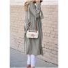 imageCHARTOU Women Long Trench Coat Lapel Collar Belted Tie Jackets Open Front Cardigan Long Sleeve Casual Overcoat With PocketsGrey