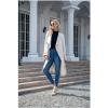 imageCHARTOU Women Long Trench Coat Lapel Collar Belted Tie Jackets Open Front Cardigan Long Sleeve Casual Overcoat With PocketsWhite