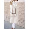imageCHARTOU Women Long Trench Coat Lapel Collar Belted Tie Jackets Open Front Cardigan Long Sleeve Casual Overcoat With PocketsWhite