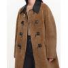 imageCHARTOU Women Long Winter Fuzzy Wool Trench Pea Coat Faux Fleece Contrast Trim Warm Jacket OvercoatBrown
