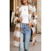 imageCHARTOU Women Long Winter Plaid Coat Double Breast Brushed Woolen Blend Trench Pea Coat OvercoatCamel