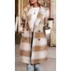 imageCHARTOU Women Long Winter Plaid Coat Double Breast Brushed Woolen Blend Trench Pea Coat OvercoatCamel