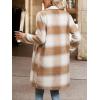 imageCHARTOU Women Long Winter Plaid Coat Double Breast Brushed Woolen Blend Trench Pea Coat OvercoatCamel