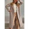 imageCHARTOU Women Long Winter Plaid Wool Coat Double Breast Trench Pea Coat Overcoat with BeltKhaki
