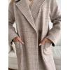 imageCHARTOU Women Long Winter Plaid Wool Coat Double Breast Trench Pea Coat Overcoat with BeltKhaki