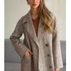 imageCHARTOU Women Long Winter Plaid Wool Coat Double Breast Trench Pea Coat Overcoat with BeltKhaki