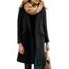 imageCHARTOU Women Long Winter Wool Coat SnapButton Warm Trench Coat Fall Jacket PeacoatBlack