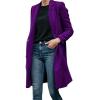 imageCHARTOU Women Long Winter Wool Coat SnapButton Warm Trench Coat Fall Jacket PeacoatPurple
