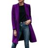 imageCHARTOU Women Long Winter Wool Coat SnapButton Warm Trench Coat Fall Jacket PeacoatPurple