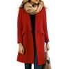 imageCHARTOU Women Long Winter Wool Coat SnapButton Warm Trench Coat Fall Jacket PeacoatRed
