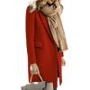 imageCHARTOU Women Long Winter Wool Coat SnapButton Warm Trench Coat Fall Jacket PeacoatRed