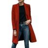 imageCHARTOU Women Long Winter Wool Coat SnapButton Warm Trench Coat Fall Jacket PeacoatRed