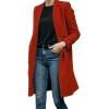 imageCHARTOU Women Long Winter Wool Coat SnapButton Warm Trench Coat Fall Jacket PeacoatRed