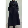 imageCHARTOU Women Long Winter Wool Pea Coat Lapel Double Breasted Trench Over Coat with BeltBlack
