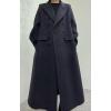 imageCHARTOU Women Long Winter Wool Pea Coat Lapel Double Breasted Trench Over Coat with BeltBlack