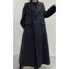 imageCHARTOU Women Long Winter Wool Pea Coat Lapel Double Breasted Trench Over Coat with BeltBlack