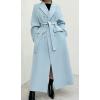 imageCHARTOU Women Long Winter Wool Pea Coat Lapel Double Breasted Trench Over Coat with BeltBlue