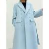 imageCHARTOU Women Long Winter Wool Pea Coat Lapel Double Breasted Trench Over Coat with BeltBlue
