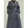 imageCHARTOU Women Long Winter Wool Pea Coat Lapel Double Breasted Trench Over Coat with BeltGrey