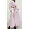 imageCHARTOU Women Long Winter Wool Pea Coat Lapel Double Breasted Trench Over Coat with BeltPink