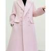 imageCHARTOU Women Long Winter Wool Pea Coat Lapel Double Breasted Trench Over Coat with BeltPink
