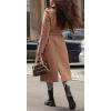 imageCHARTOU Women Long Winter Wrapped Coat Casual Work Warm Wool Trench Pea Coat with BeltKhaki