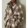 imageCHARTOU Women Long Wool Plaid Pea Coat Double Breast Midi Long Trench Peacoat Overcoat with BeltKhaki