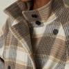 imageCHARTOU Women Long Wool Plaid Pea Coat Double Breast Midi Long Trench Peacoat Overcoat with BeltKhaki