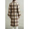 imageCHARTOU Women Long Wool Plaid Pea Coat Double Breast Midi Long Trench Peacoat Overcoat with BeltKhaki