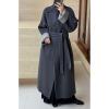 imageCHARTOU Women Long Wool Trench Coat Winter Lapel DoubleFaced Cashmere Peacoat Elegant Loose Belted OvercoatBlack