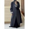 imageCHARTOU Women Long Wool Trench Coat Winter Lapel DoubleFaced Cashmere Peacoat Elegant Loose Belted OvercoatBlack