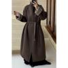 imageCHARTOU Women Long Wool Trench Coat Winter Lapel DoubleFaced Cashmere Peacoat Elegant Loose Belted OvercoatCoffee