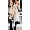 imageCHARTOU Women Long Wool Trench Pea Coat Double Breast MidiLong Overcoat with BeltApricot