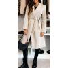 imageCHARTOU Women Long Wool Trench Pea Coat Double Breast MidiLong Overcoat with BeltApricot