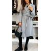 imageCHARTOU Women Long Wool Trench Pea Coat Double Breast MidiLong Overcoat with BeltGrey