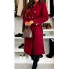 imageCHARTOU Women Long Wool Trench Pea Coat Double Breast MidiLong Overcoat with BeltRed