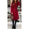 imageCHARTOU Women Long Wool Trench Pea Coat Double Breast MidiLong Overcoat with BeltRed
