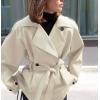imageCHARTOU Women Notch Lapel Crop Trench Coat Fall Trendy 2025 Long Sleeve Outwear Jacket with BeltBeige