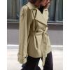 imageCHARTOU Women Notch Lapel Crop Trench Coat Fall Trendy 2025 Long Sleeve Outwear Jacket with BeltBrown